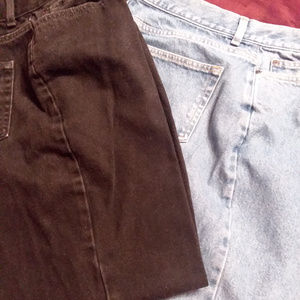 2 Pair of Unlined L.L. Bean Jeans Black & Blue 18P